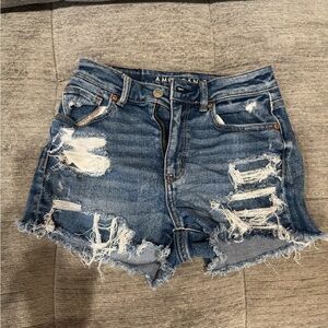 American Eagle Outfitters Women's Distressed Blue Denim Shorts